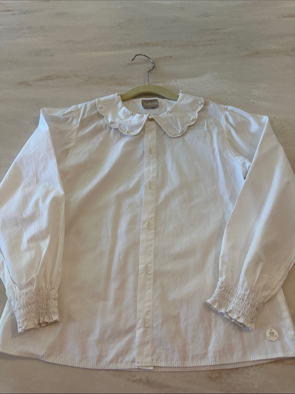 Little girl White Peter Pan Collar Button-Front Blouse